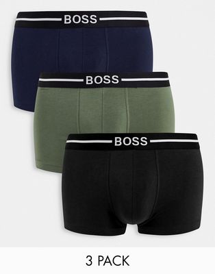 BOSS Bodywear 3 pack trunks in black/khaki/navy-Multi
