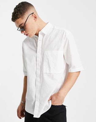 Only & Sons oversized shirt with pockets in white