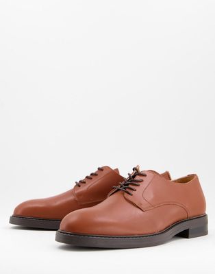 Selected Homme leather derby shoes in brown