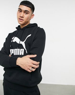 Puma Classics large logo hoodie in black