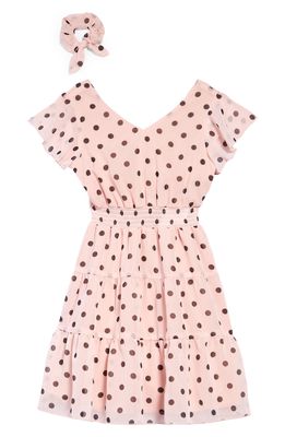 LNL Love Nickie Lew Smocked Waist Dot Print Dress in Pink Black