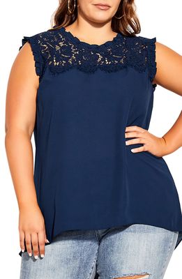 City Chic Angel Sleeveless High-Low Top in Navy