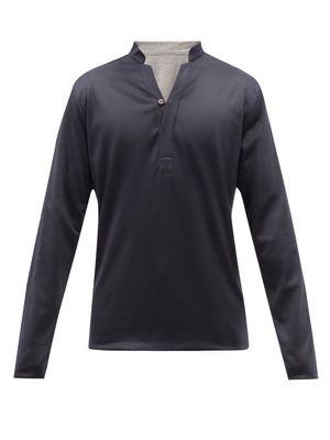 Sease - Fish Reve Reversible Wool-jersey Sweater - Mens - Navy