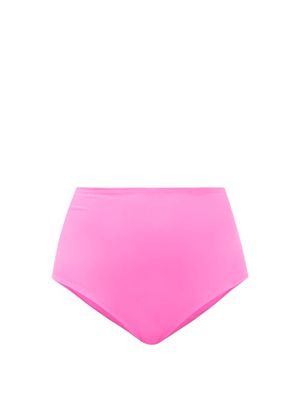 Mara Hoffman - Lydia High-rise Recycled-nylon Blend Bikini Briefs - Womens - Bright Pink