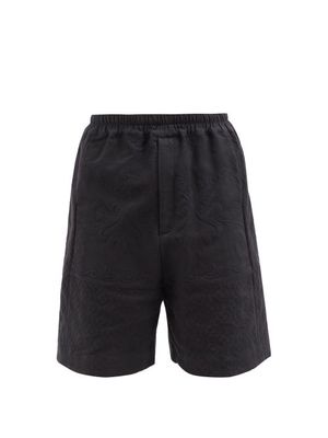 By Walid - Donny Floral-jacquard Cotton-marcella Shorts - Mens - Black