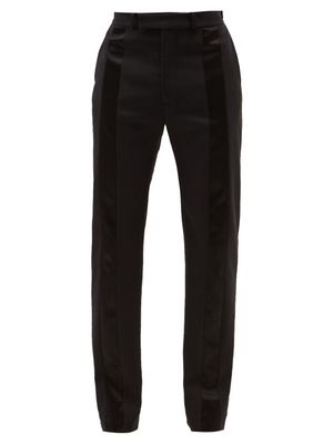 Maximilian - Satin-stripe Tailored Trousers - Mens - Black