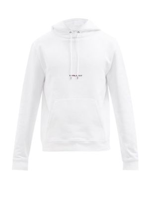 Saint Laurent - Logo-print Jersey-fleece Hooded Sweatshirt - Mens - White