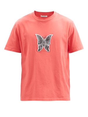 Our Legacy - Box Butterfly-applique Cotton-jersey T-shirt - Mens - Light Red