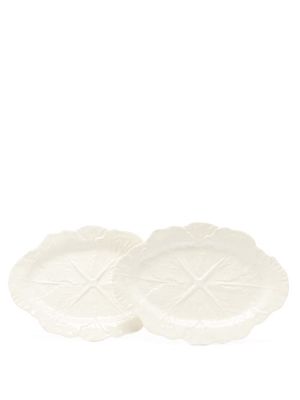 Bordallo Pinheiro - Set Of Two Cabbage Earthenware Serving Platters - Ivory