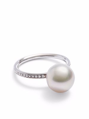 AUTORE 18kt white gold pearl and diamond eternity ring - Silver