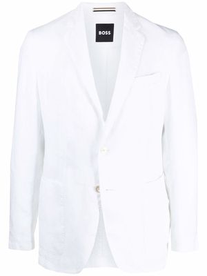 BOSS single-breasted linen blazer - White