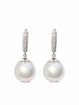 AUTORE 18kt white gold small pave diamond huggie earrings - Silver