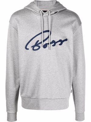 BOSS logo-appliqué hooded sweatshirt - Grey