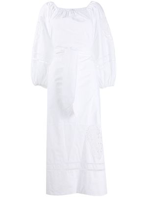 Patou tie-waist balloon sleeved dress - White