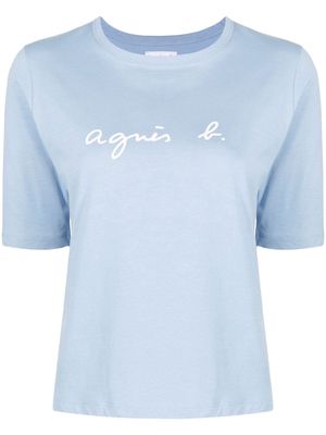 agnès b. logo-print cotton T-shirt - Blue