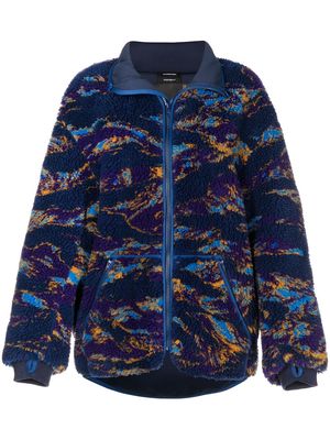 R13 oversized swirl-print fleece jacket - Blue