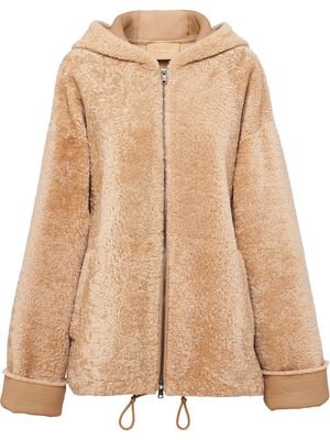 Prada shearling-fur front-zip jacket - Neutrals