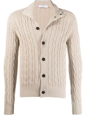 Cruciani cable knit cotton cardigan - Neutrals