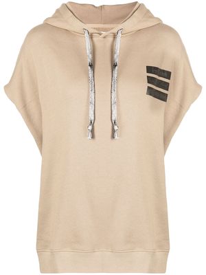 izzue logo-print short-sleeved hoodie - Brown