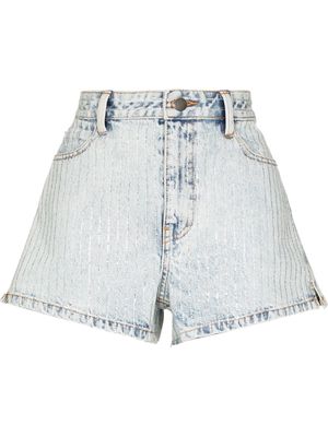 Alexander Wang studded denim mini shorts - Blue