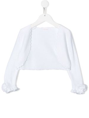 Mimilù ruffled sleeve scalloped cardigan - White
