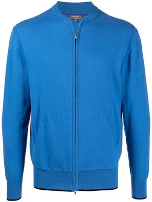 N.Peal two-way zip-front knitted bomber jacket - Blue