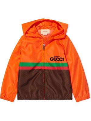 Gucci Kids logo-print hooded rain jacket - Orange