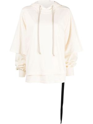 Rick Owens DRKSHDW layered cotton hoodie - Neutrals