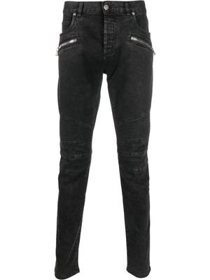 Balmain biker-style skinny jeans - Black