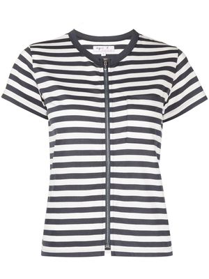 agnès b. Brando striped zip-up T-shirt - Black