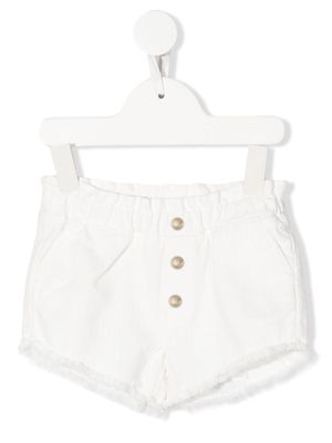 Chloé Kids frayed denim mini shorts - White