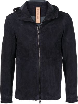 Giorgio Brato hooded leather zip-up jacket - Blue