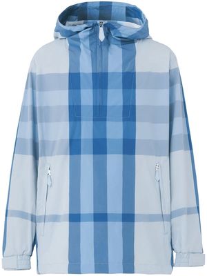 Burberry checked packaway hooded jeacket - Blue