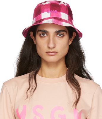 MSGM Pink Plaid Bucket Hat