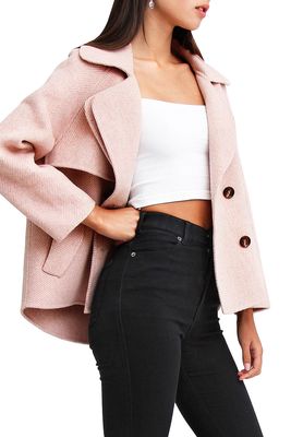 BELLE AND BLOOM I'm Yours Double Breasted Wool Blend Coat in Blush