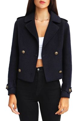 BELLE AND BLOOM Better Off Military Wool Blend Crop Peacoat in Navy