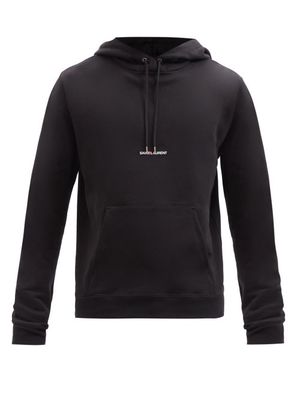 Saint Laurent - Logo-print Jersey-fleece Hooded Sweatshirt - Mens - Black