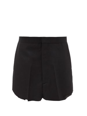 Balenciaga - Tuxedo Raw-edge Wool-blend Skirt - Womens - Black