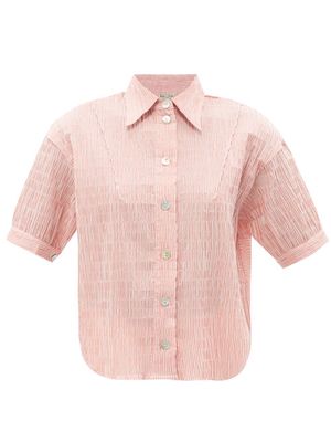 Belize - Dinah Striped Cotton-blend Shirt - Womens - Pink Stripe