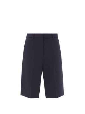 The Row - Trin Pressed Double-cady Bermuda Shorts - Womens - Navy