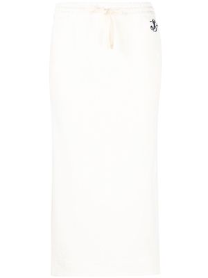Jil Sander embroidered-logo midi skirt - Neutrals