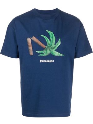 Palm Angels broken palm tree print T-shirt - Blue