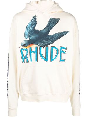 Rhude logo-print long-sleeve hoodie - Neutrals