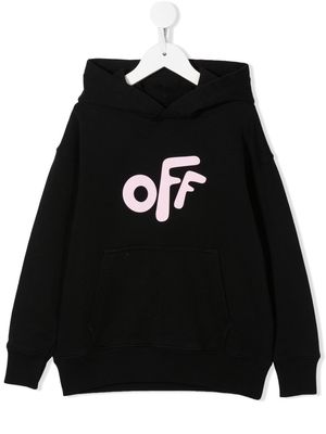 Off-White Kids Off Rounded hoodie - Black