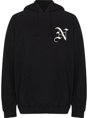 Neighborhood logo-print cotton hoodie - Black
