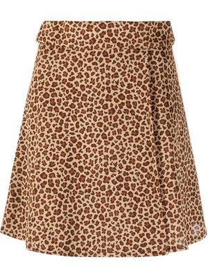 Palm Angels leopard print A-line mini-skirt - Brown