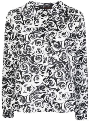 agnès b. Reb rose-print cotton shirt - Black
