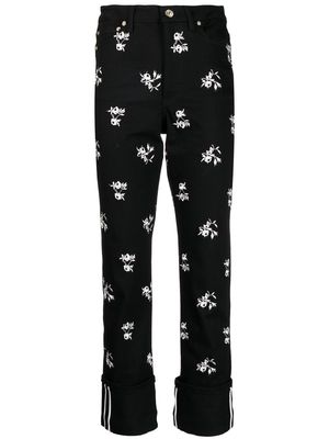 Erdem Nathaniel floral-embroidered boyfriend jeans - Black