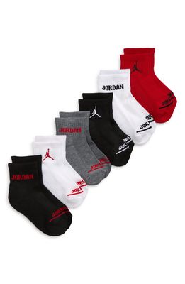 Kids' 6-Pack Jordan Legend Assorted Ankle Crew Socks in Rk2 Gym Red /Black