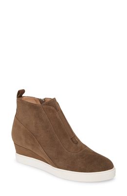 Linea Paolo Anna Wedge Sneaker in Dark Olive Suede